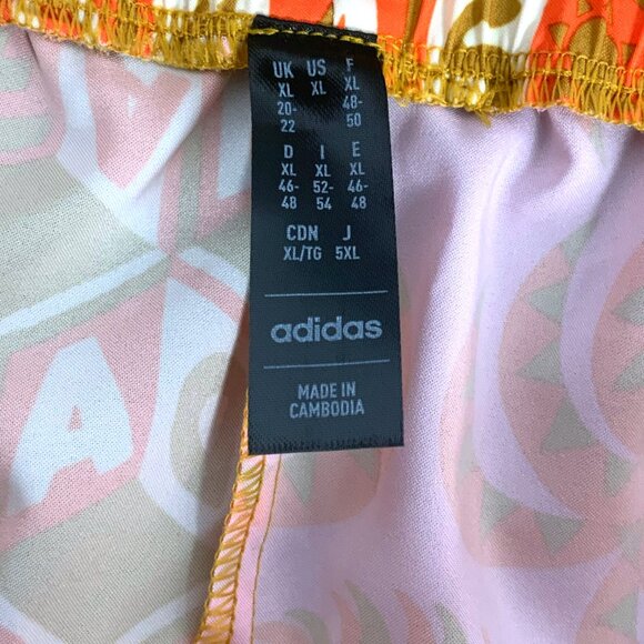 NWT FARM Rio x Adidas Logo Print Pacer Shorts Collab XL Pink Green Abstract - Picture 11 of 13